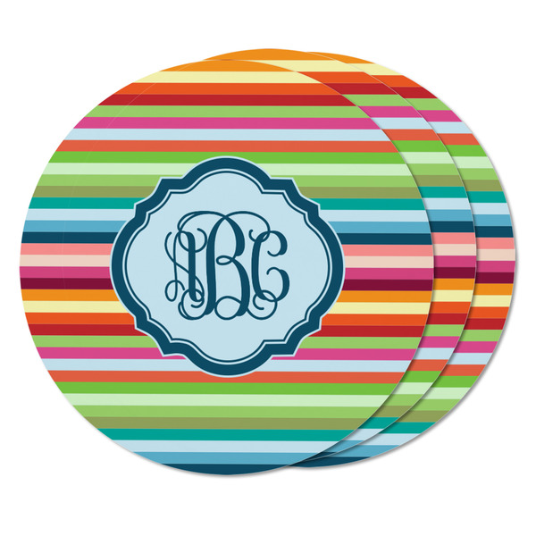 Retro Horizontal Stripes Round Fridge Magnet - THREE