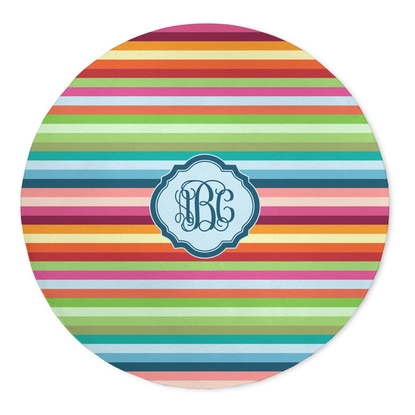 Custom Retro Horizontal Stripes 5' Round Indoor Area Rug (Personalized)