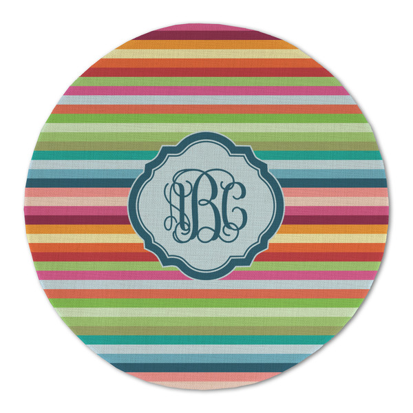 Retro Horizontal Stripes Round Linen Placemats - FRONT (Double Sided)