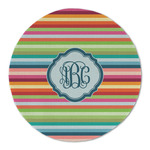Retro Horizontal Stripes Round Linen Placemat (Personalized)