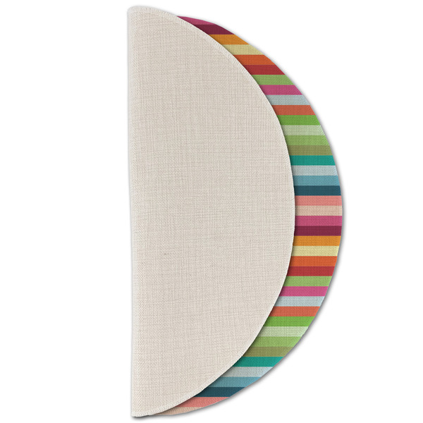 Retro Horizontal Stripes Round Linen Placemats - HALF FOLDED (single sided)