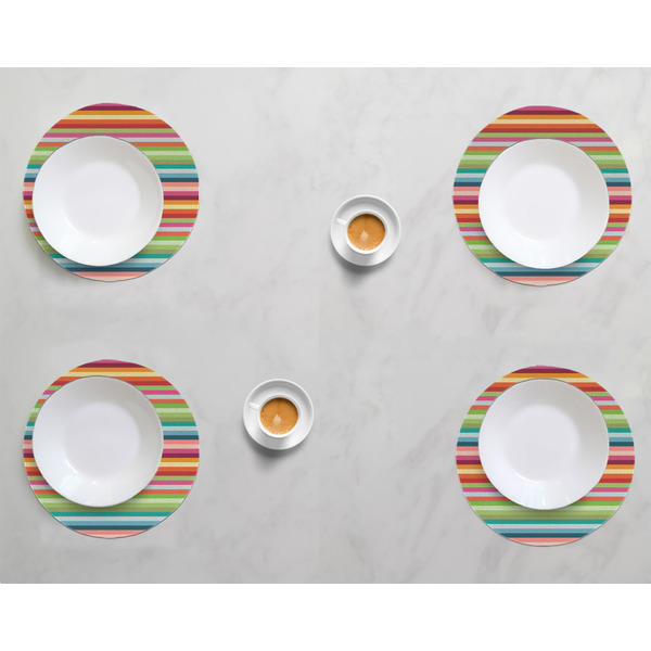 Retro Horizontal Stripes Round Linen Placemats - LIFESTYLE (set of 4)