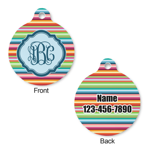 Retro Horizontal Stripes Round Pet ID Tag - Large - Approval