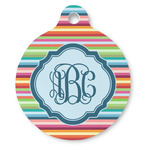 Retro Horizontal Stripes Round Pet ID Tag (Personalized)
