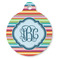 Retro Horizontal Stripes Round Pet ID Tag (Personalized)