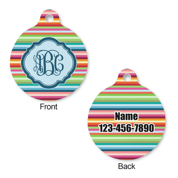 Retro Horizontal Stripes Round Pet Tag - Front & Back