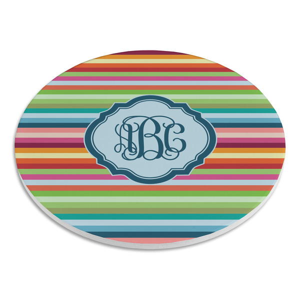 Retro Horizontal Stripes Round Stone Trivet - Angle View