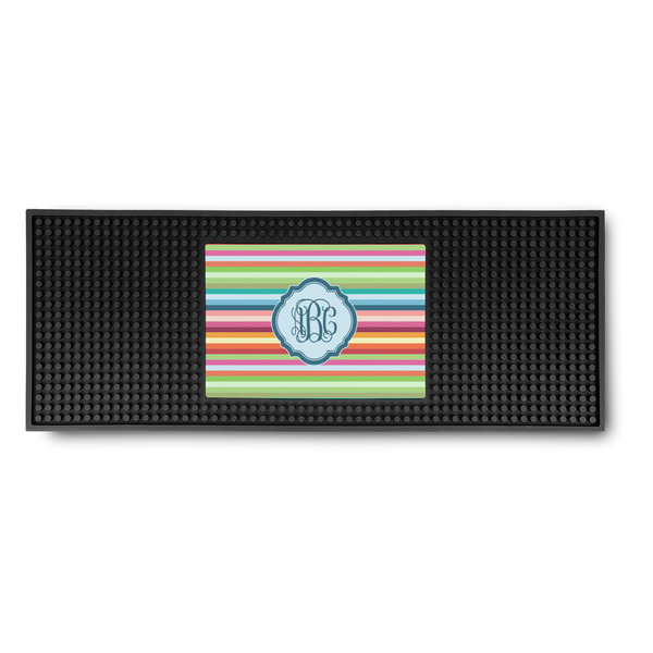 Custom Retro Horizontal Stripes Rubber Bar Mat (Personalized)