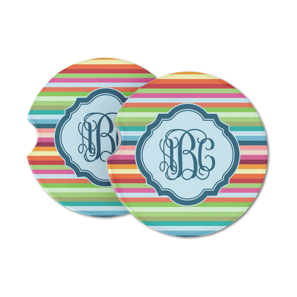 Custom Retro Horizontal Stripes Sandstone Car Coasters (Personalized)