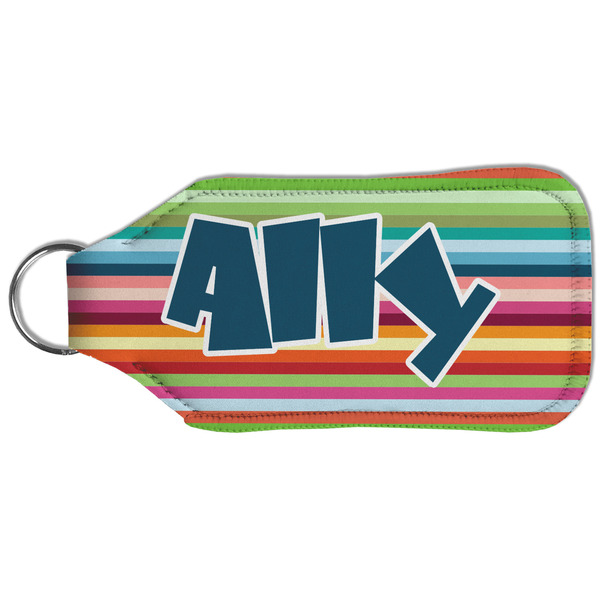 Retro Horizontal Stripes Sanitizer Holder Keychain - Large (Back)