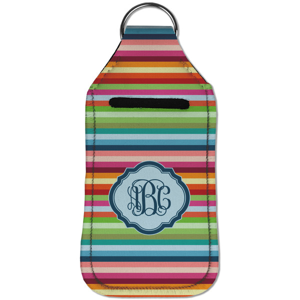 Retro Horizontal Stripes Sanitizer Holder Keychain - Large (Front)