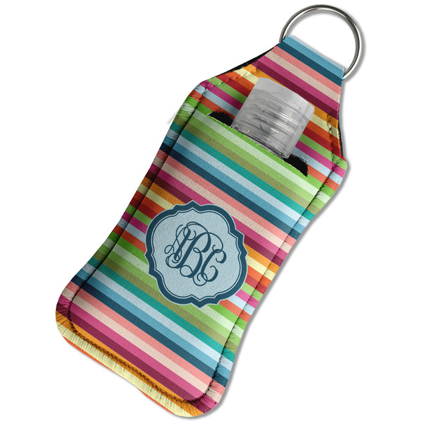 Retro Horizontal Stripes Sanitizer Holder Keychain - Large in Case