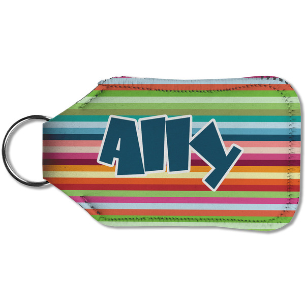 Retro Horizontal Stripes Sanitizer Holder Keychain - Small (Back)