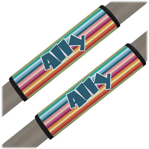 Custom Retro Horizontal Stripes Seat Belt Covers (Set of 2) (Personalized)