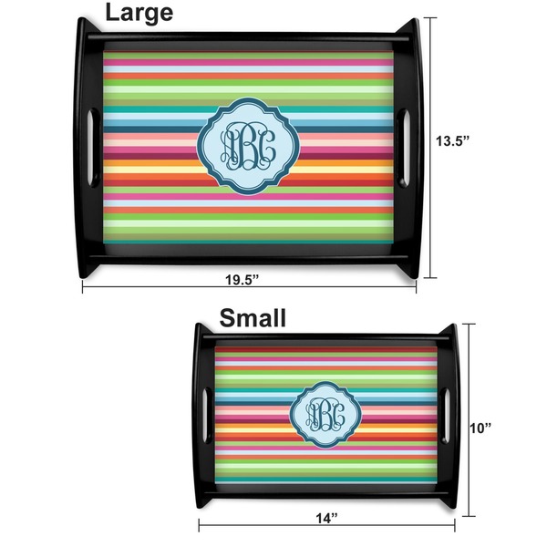 Retro Horizontal Stripes Serving Tray Black Sizes