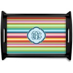 Retro Horizontal Stripes Wooden Tray (Personalized)