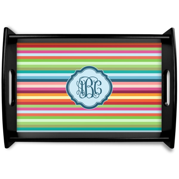 Custom Retro Horizontal Stripes Wooden Tray (Personalized)