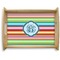 Retro Horizontal Stripes Natural Wooden Tray - Large (Personalized)