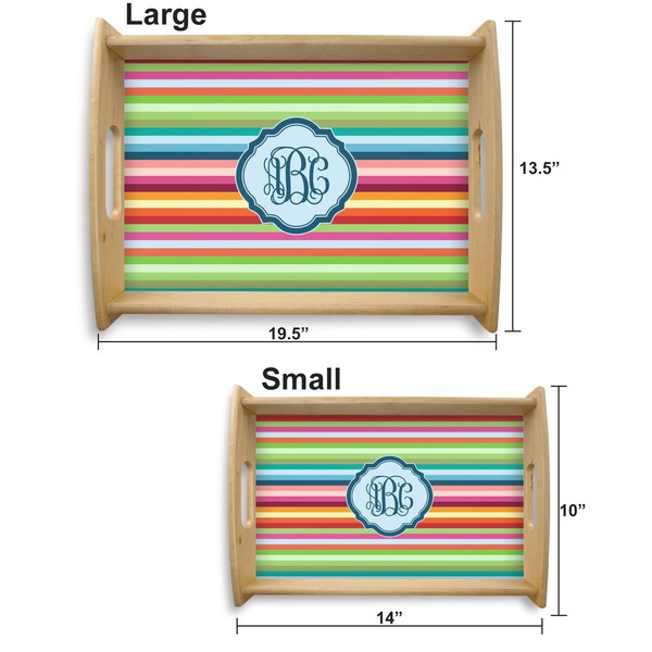 Retro Horizontal Stripes Serving Tray Wood Sizes