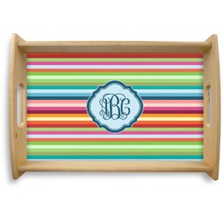 Retro Horizontal Stripes Natural Wooden Tray - Small (Personalized)