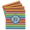 Retro Horizontal Stripes Set of 4 Sandstone Coasters - Front View