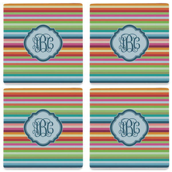 Retro Horizontal Stripes Set of 4 Sandstone Coasters - See All 4 View