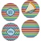 Retro Horizontal Stripes Set of Appetizer / Dessert Plates