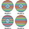 Retro Horizontal Stripes Set of Lunch / Dinner Plates (Approval)