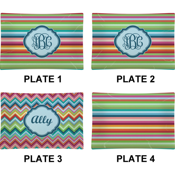 Retro Horizontal Stripes Set of Rectangular Appetizer / Dessert Plates (Approval)