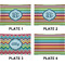 Retro Horizontal Stripes Set of Rectangular Appetizer / Dessert Plates (Approval)