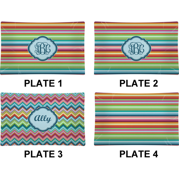 Retro Horizontal Stripes Set of Rectangular Dinner Plates (Approval)