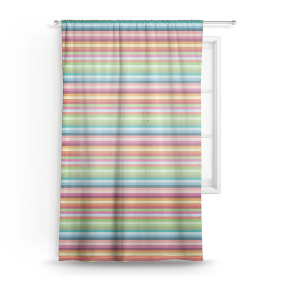 Custom Retro Horizontal Stripes Sheer Curtain - 50"x84"