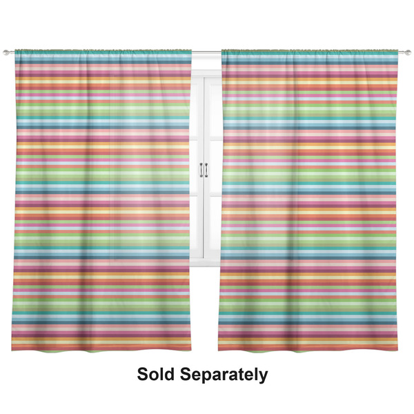 Retro Horizontal Stripes Sheer Curtains Double