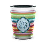 Retro Horizontal Stripes Ceramic Shot Glass - 1.5 oz - Two Tone - Single (Personalized)