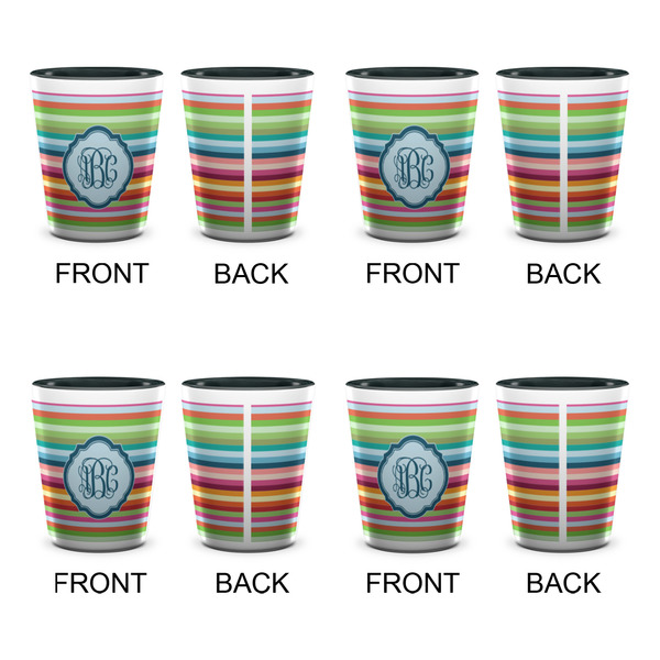 Retro Horizontal Stripes Shot Glassess - Two Tone - Set of 4 - APPROVAL