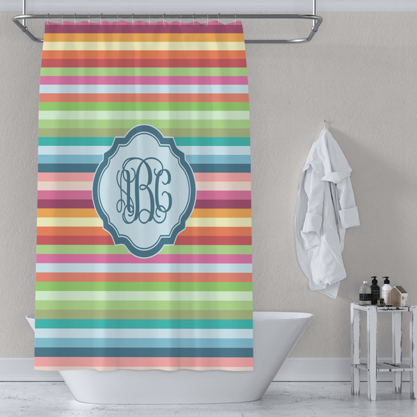 Retro Horizontal Stripes Shower Curtain Lifestyle