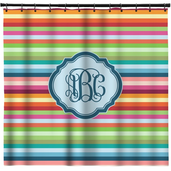 Custom Retro Horizontal Stripes Shower Curtain - 71" x 74" (Personalized)