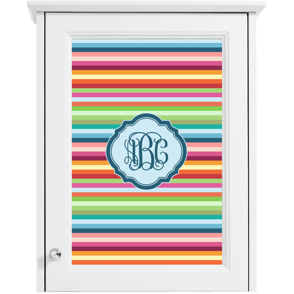 Retro Horizontal Stripes Single White Cabinet Decal