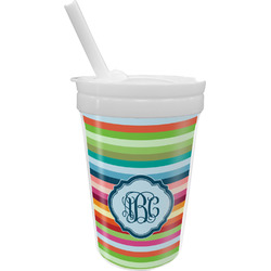 Retro Horizontal Stripes Sippy Cup with Straw (Personalized)
