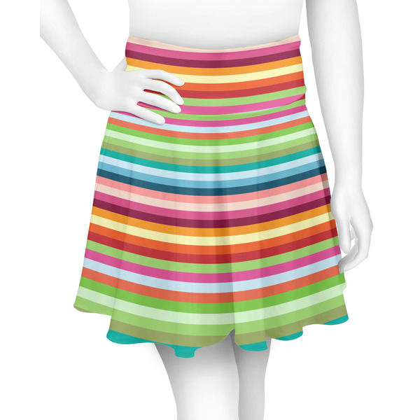 Custom Retro Horizontal Stripes Skater Skirt - X Small
