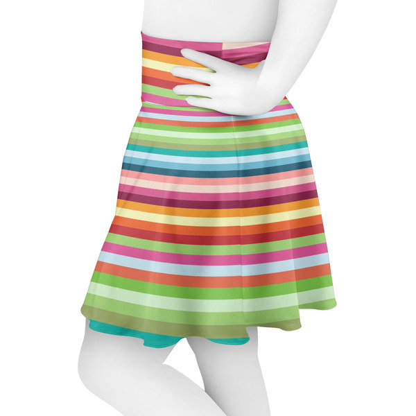 Retro Horizontal Stripes Skater Skirt - Side