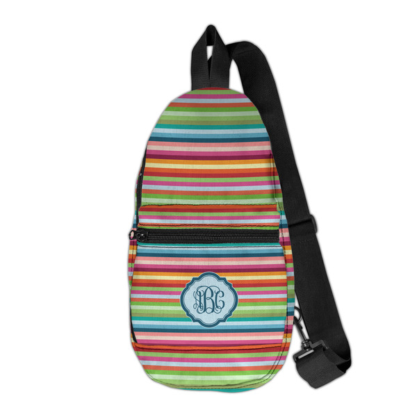 Custom Retro Horizontal Stripes Sling Bag (Personalized)