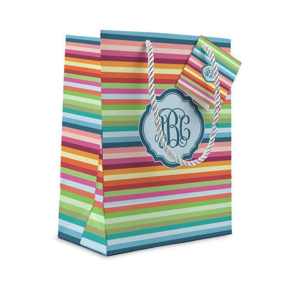 Custom Retro Horizontal Stripes Gift Bag (Personalized)