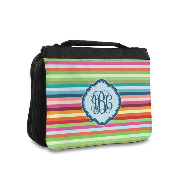 Custom Retro Horizontal Stripes Toiletry Bag - Small (Personalized)