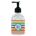 Retro Horizontal Stripes Glass Soap & Lotion Bottle - Single Bottle (Personalized)