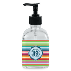 Retro Horizontal Stripes Glass Soap & Lotion Bottle - Single Bottle (Personalized)