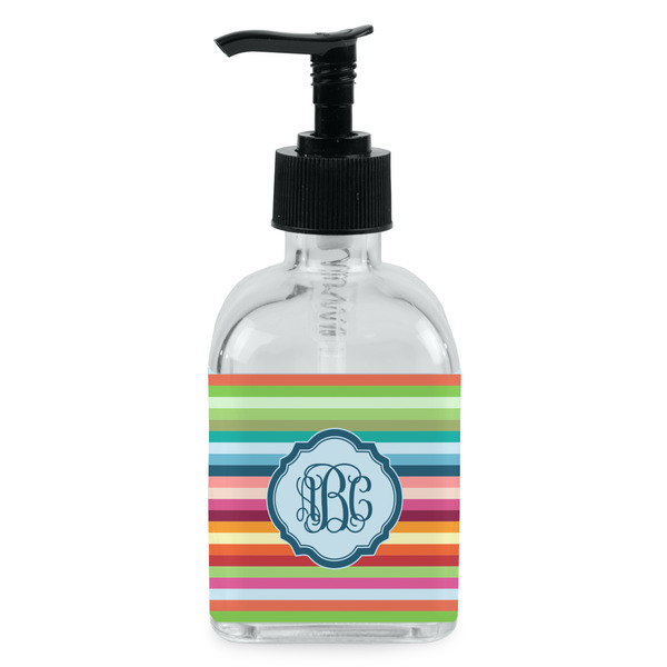 Custom Retro Horizontal Stripes Glass Soap & Lotion Bottle - Single Bottle (Personalized)