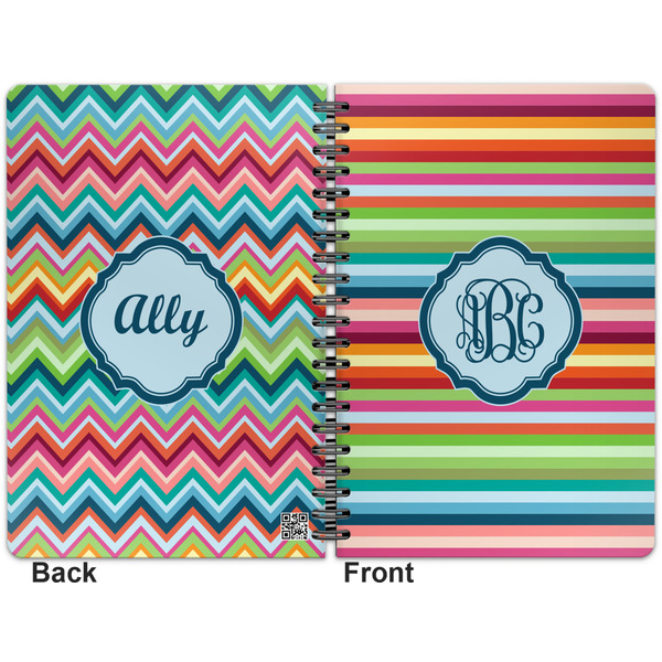 Retro Horizontal Stripes Spiral Journal 7 x 10 - Apvl