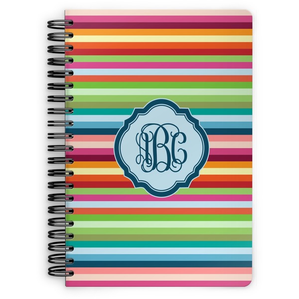 Custom Retro Horizontal Stripes Spiral Notebook (Personalized)