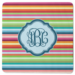 Retro Horizontal Stripes Square Rubber Backed Coaster (Personalized)